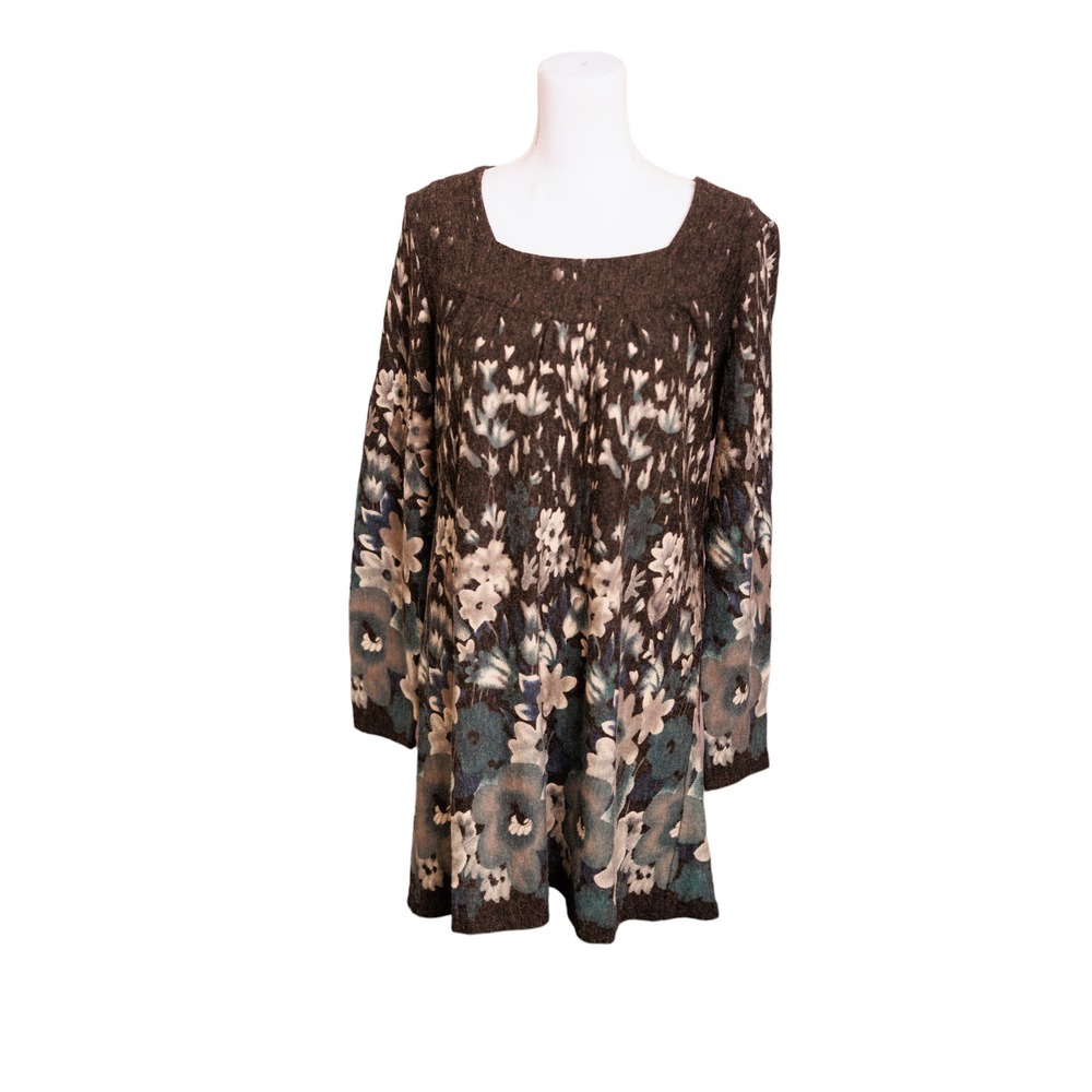 Adore women's sweater dress long sleeve tunic grey blue medium‎
